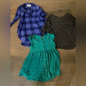 New Anthropologie Holding Horses Vanessa Virginia She Sky Plaid Green Top Lot S
